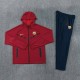 26/27 Barcelona Hooded Windbreaker Adult Tracksuit RRed / Navy Blue