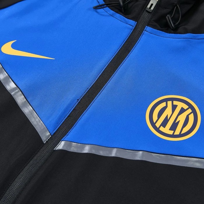 26/27 inter milan aHooded Windbreaker Adult Tracksuit Black / blue