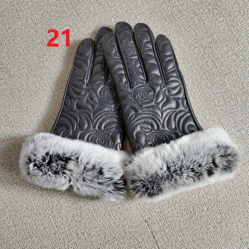 Women's fur leather gloves, GLS30-21
