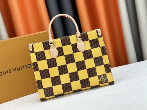 M46542  ON THE GO TOTE Canvas leather  bag ,5A,size 34X26X13cm, no box, B1130-69