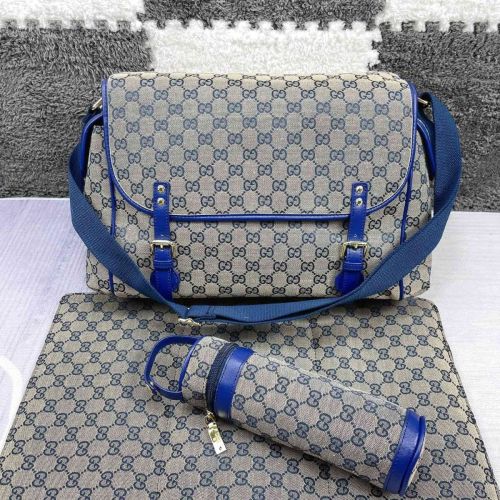Canvas and split leather baby diaper bag + nursing bottle bag+ cushion, AAA, no box,diaper bag size  40x26x14cm,B98-74-75