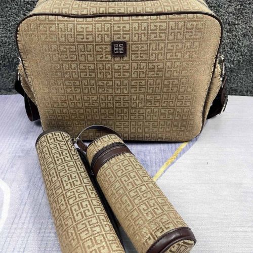 Canvas and split leather baby diaper bag + nursing bottle bag+ cushion, AAA, no box,diaper bag size  40x26x14cm,B98-72