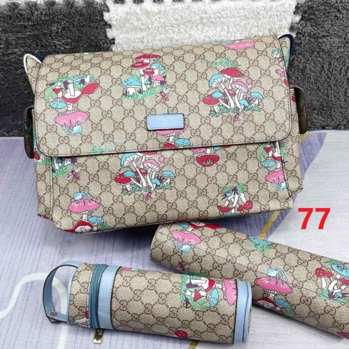 Canvas and split leather baby diaper bag + nursing bottle bag+ cushion, AAA, no box,diaper bag size  40x26x14cm,B98-77