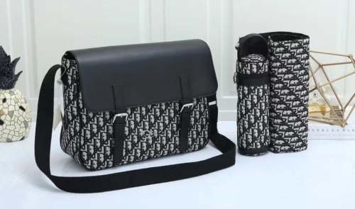 Canvas and split leather baby diaper bag + nursing bottle bag+ cushion, AAA, no box,diaper bag size  40x30x15cm,B98-40