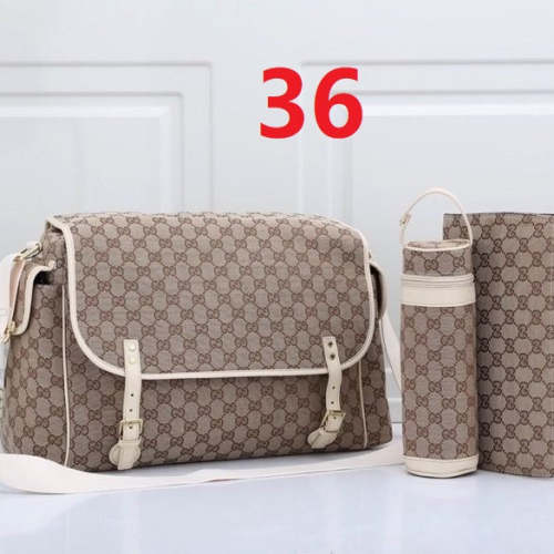 Canvas and split leather baby diaper bag + nursing bottle bag+ cushion, AAA, no box,diaper bag size  42x31x14cm,B98-36