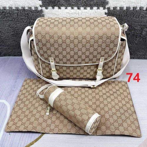 Canvas and split leather baby diaper bag + nursing bottle bag+ cushion, AAA, no box,diaper bag size  40x26x14cm,B98-74-75