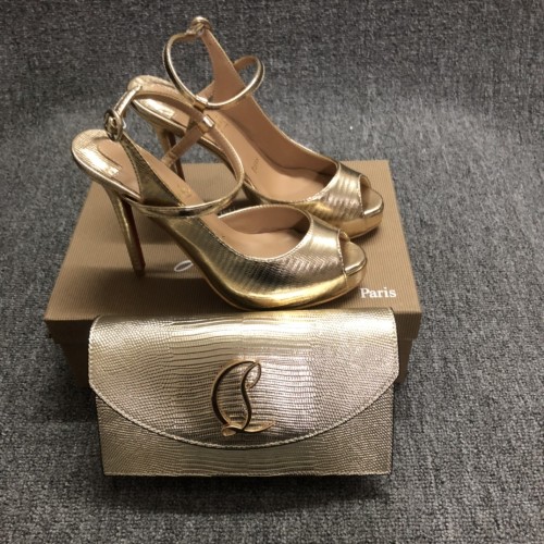 Top quality, real lether, women high heel sandals shoes + cross shoulder bag set,  shoes size 35-43,heel 12cm, bag size 22x12x5.5cm, with box, B300-7