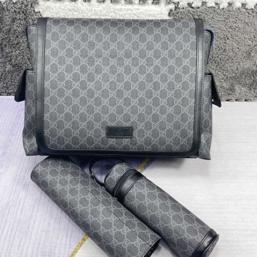 Copy Canvas and split leather baby diaper bag + nursing bottle bag+ cushion, AAA, no box,diaper bag size  40x26x14cm,B98-71