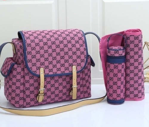 Canvas and split leather baby diaper bag + nursing bottle bag+ cushion, AAA, no box,diaper bag size  36x32x14cm,B98-37