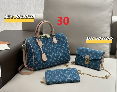 Canvas Split leather bag a set,3A ,no box,  B75-30