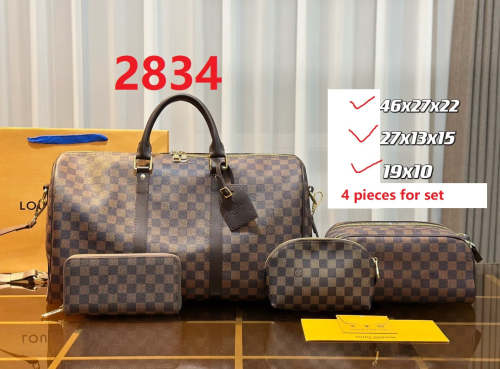 Split leather bag ,3A, size 46x27x22cm, 27x13x15cm, 19x10cm, 4 pieces for set, no box, B75-2834