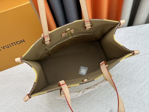 M46542  ON THE GO TOTE Canvas leather  bag ,5A,size 34X26X13cm, no box, B1130-69