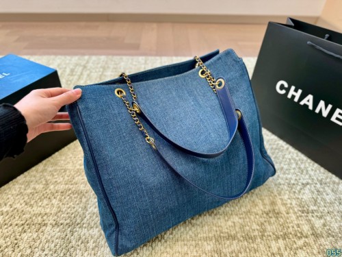 Denim and split leather bag ,4A ,size 41X31cm,no box,  B88-101