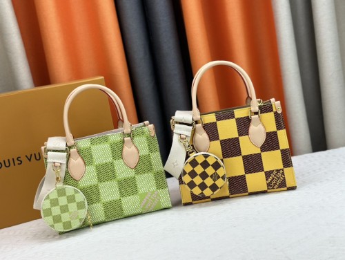 ON THE GO TOTE Canvas leather  bag ,5A,size 25X11X19cm, no box, B110-244-245