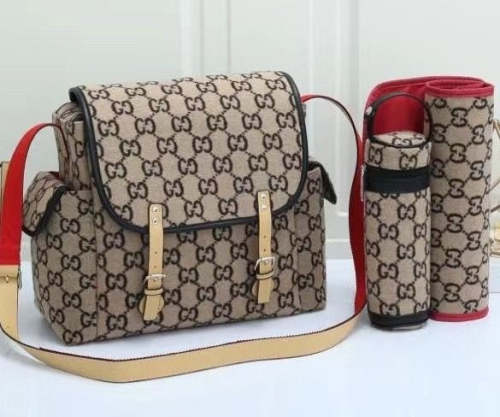 Canvas and split leather baby diaper bag + nursing bottle bag+ cushion, AAA, no box,diaper bag size  36x32x14cm,B98-32