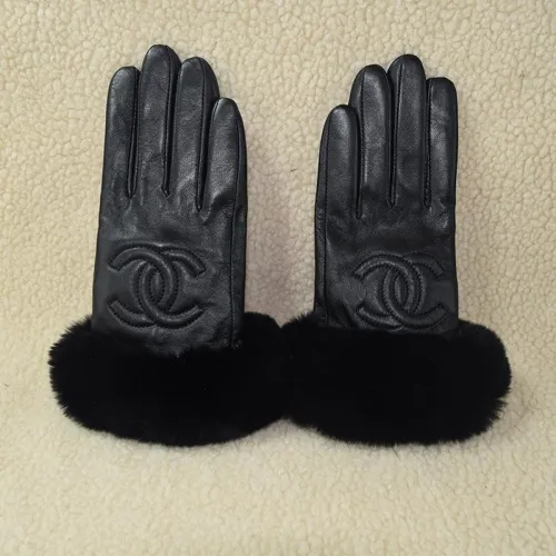 Women's fur leather gloves, with box