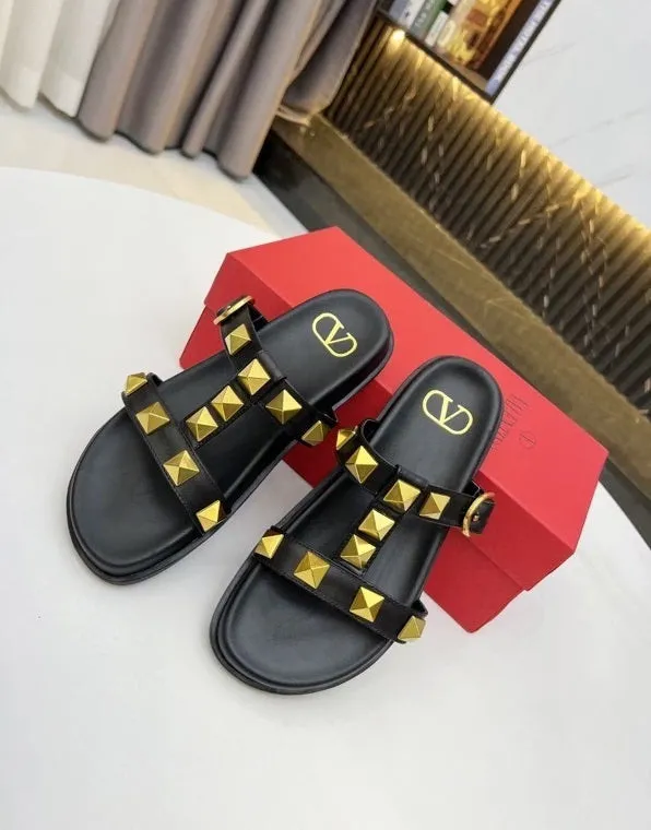 Flat leather sandals slippers , size 35-40 ,with box, SS70-1226-1231