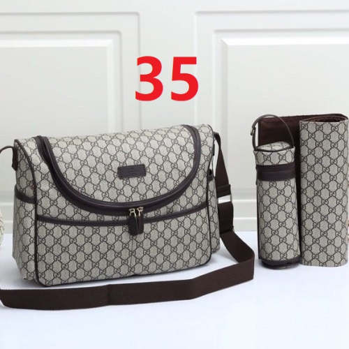 Canvas and split leather baby diaper bag + nursing bottle bag+ cushion, AAA, no box,diaper bag size  40x30x14cm,B98-35