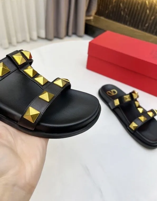 Flat leather sandals slippers , size 35-40 ,with box, SS70-1226-1231