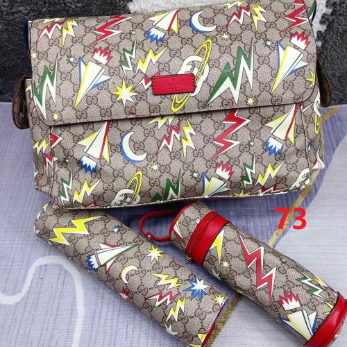 Canvas and split leather baby diaper bag + nursing bottle bag+ cushion, AAA, no box,diaper bag size  40x26x14cm,B98-73