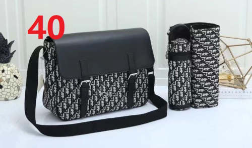 Canvas and split leather baby diaper bag + nursing bottle bag+ cushion, AAA, no box,diaper bag size  40x30x15cm,B98-40