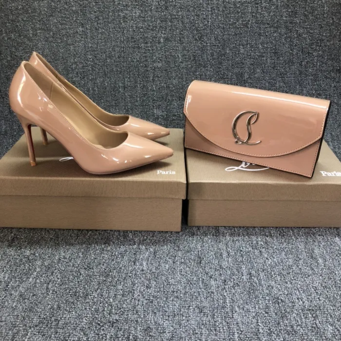 Top quality, real lether, women heel  shoes + cross shoulder bag set,  shoes size 35-43,heel 8/10/12cm, bag size 22x12x5.5cm, with box, B300-12