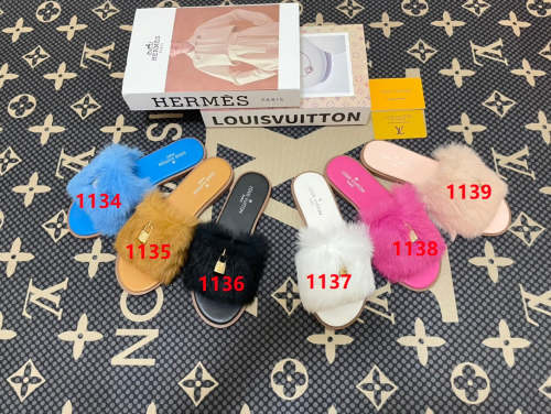 Women fur flat slipper shoes,size 34-43, SS50-1134-1139