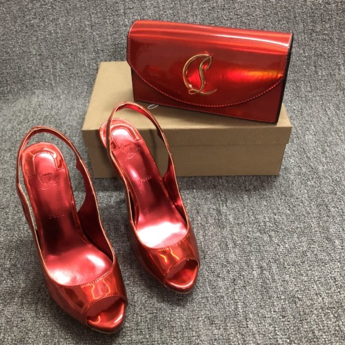 Top quality, real lether, women high heel sandals shoes + cross shoulder bag set,  shoes size 35-43,heel 12cm, bag size 22x12x5.5cm, with box, B300-1