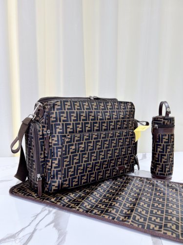 Canvas and split leather baby diaper bag + nursing bottle bag+ cushion, AAA, no box,diaper bag size  44x31x14cm,B98-56