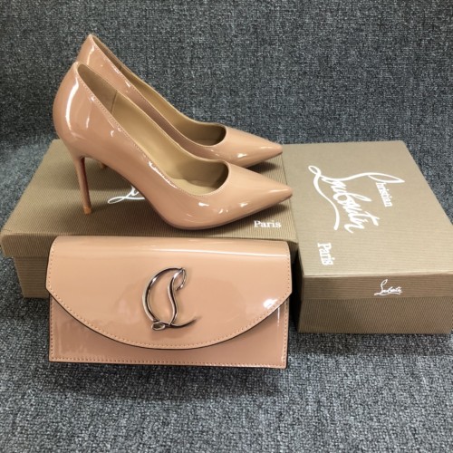 Top quality, real lether, women heel  shoes + cross shoulder bag set,  shoes size 35-43,heel 8/10/12cm, bag size 22x12x5.5cm, with box, B300-12