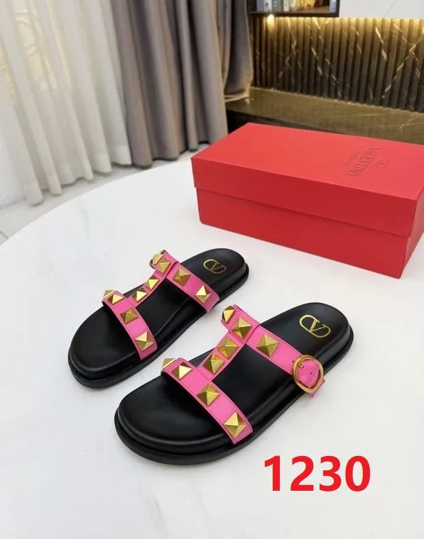 Flat leather sandals slippers , size 35-40 ,with box, SS70-1226-1231