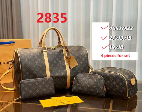 Split leather bag ,3A, size 46x27x22cm, 27x13x15cm, 19x10cm, 4 pieces for set, no box, B75-2835