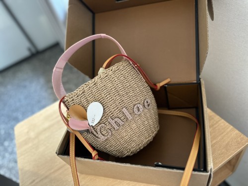 Straw raffia leather bag ,3A , size 18x14cm,no box,  B75-3014
