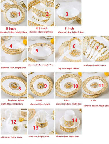 Luxury ceramic tableware : dish bowl soup ladle  spoon set
