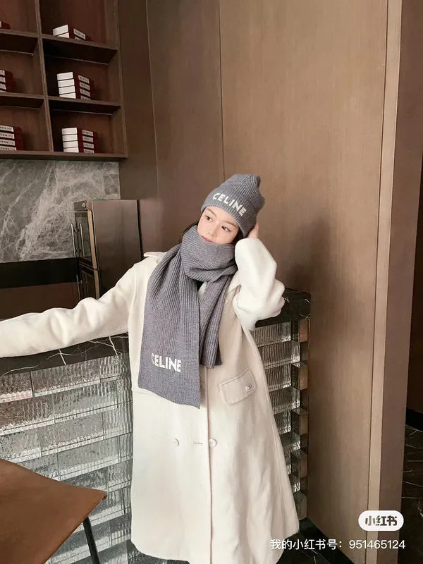 cashmere cotton scarf and hat ,no box. HX68-17-22