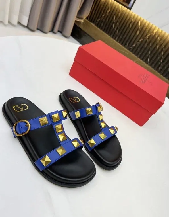 Flat leather sandals slippers , size 35-40 ,with box, SS70-1226-1231