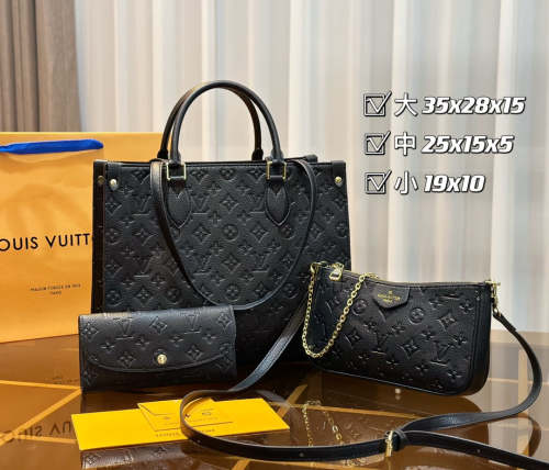 Split leather bag ,3A, size 35x28x15cm, 25x15x5cm, 19x10cm, 3 pieces for set, no box, B75-2842