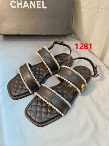 Flat leather sandals slippers , size 35-40 ,with box, SS70-1281-1282