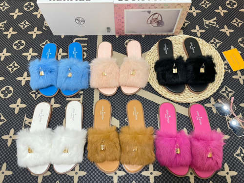 Women fur flat slipper shoes,size 34-43, SS50-1134-1139