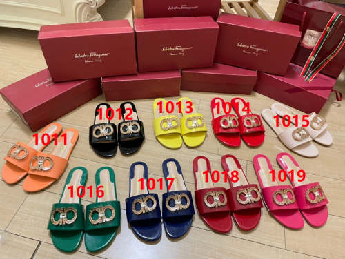 Flat leather sandals slippers , size 35-42 ,with box, SS50-1011-1019