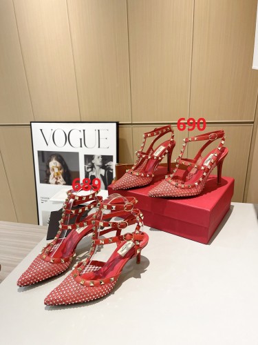 Women leather heel sandal shoes, size 34-42, SS88-689-690