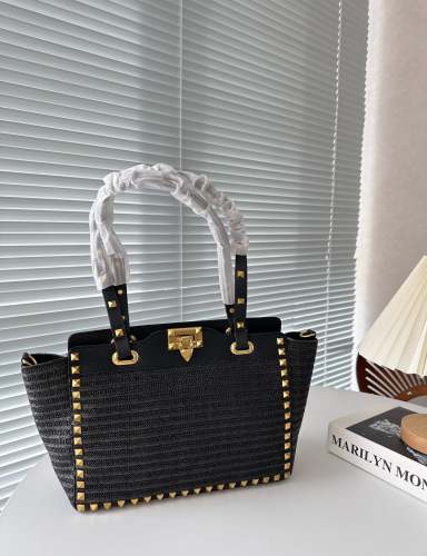 Straw and split leather bag ,4A,size 29x22cm, no box, B88-1714-1717
