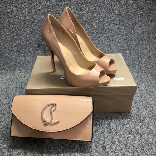 Top quality, real lether, women heel  shoes + cross shoulder bag set,  shoes size 35-43,heel 12cm, bag size 22x12x5.5cm, with box, B300-10