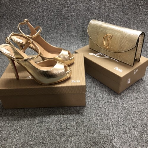 Top quality, real lether, women high heel sandals shoes + cross shoulder bag set,  shoes size 35-43,heel 12cm, bag size 22x12x5.5cm, with box, B300-7