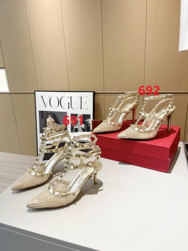 Women leather heel sandal shoes, size 34-42, SS88-691-692
