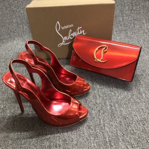 Top quality, real lether, women high heel sandals shoes + cross shoulder bag set,  shoes size 35-43,heel 12cm, bag size 22x12x5.5cm, with box, B300-1