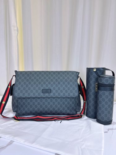 Canvas and split leather baby diaper bag + nursing bottle bag+ cushion, AAA, no box,diaper bag size  40x29x16cm,B98-59