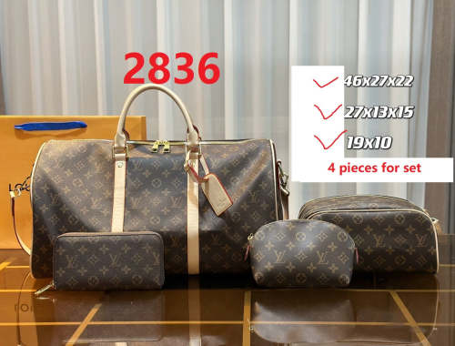Split leather bag ,3A, size 46x27x22cm, 27x13x15cm, 19x10cm, 4 pieces for set, no box, B75-2836