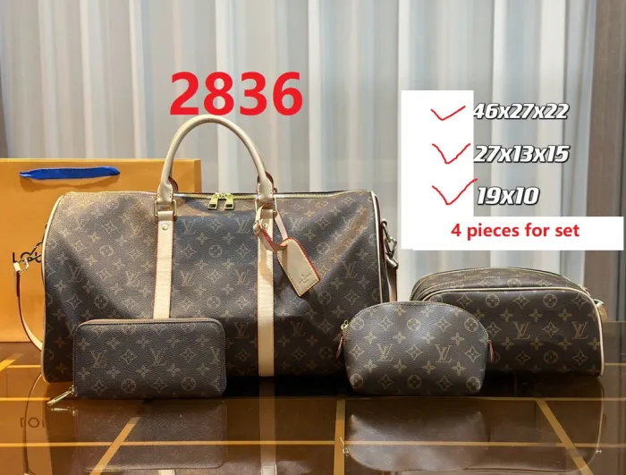 Split leather bag ,3A, size 46x27x22cm, 27x13x15cm, 19x10cm, 4 pieces for set, no box, B75-2836