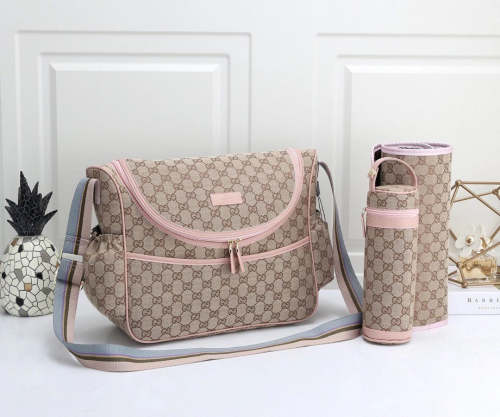 Canvas and split leather baby diaper bag + nursing bottle bag+ cushion, AAA, no box,diaper bag size  40x30x14cm,B98-52